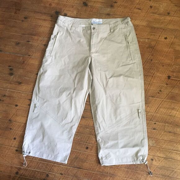 Columbia tan size 8 drawstring hem cropped Y2K cargo pants - Picture 1 of 3